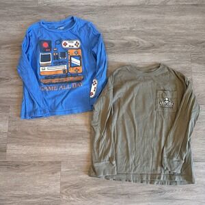 Old Navy Boys Long Sleeve T-Shirt Size 6/7 Green‎ Mario Blue Video Game